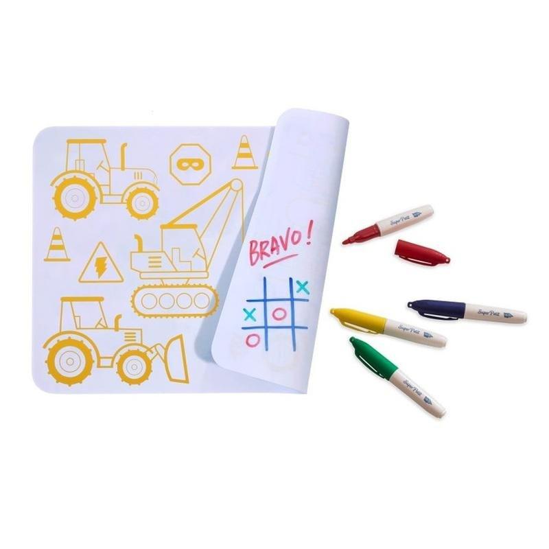 Super Petit Mini Playmat Construction Silicone Colouring Mat Kit, , large image number 0