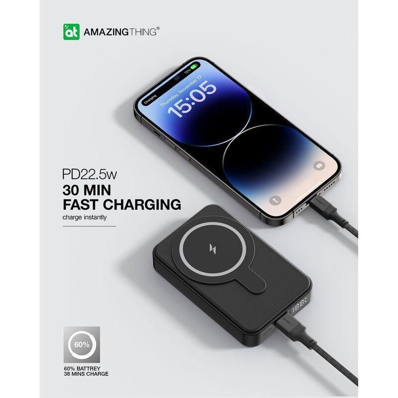 AmazingThing Thunder Pro Mag PD 10000mAh Power Bank With Holder - Black, , large image number 2
