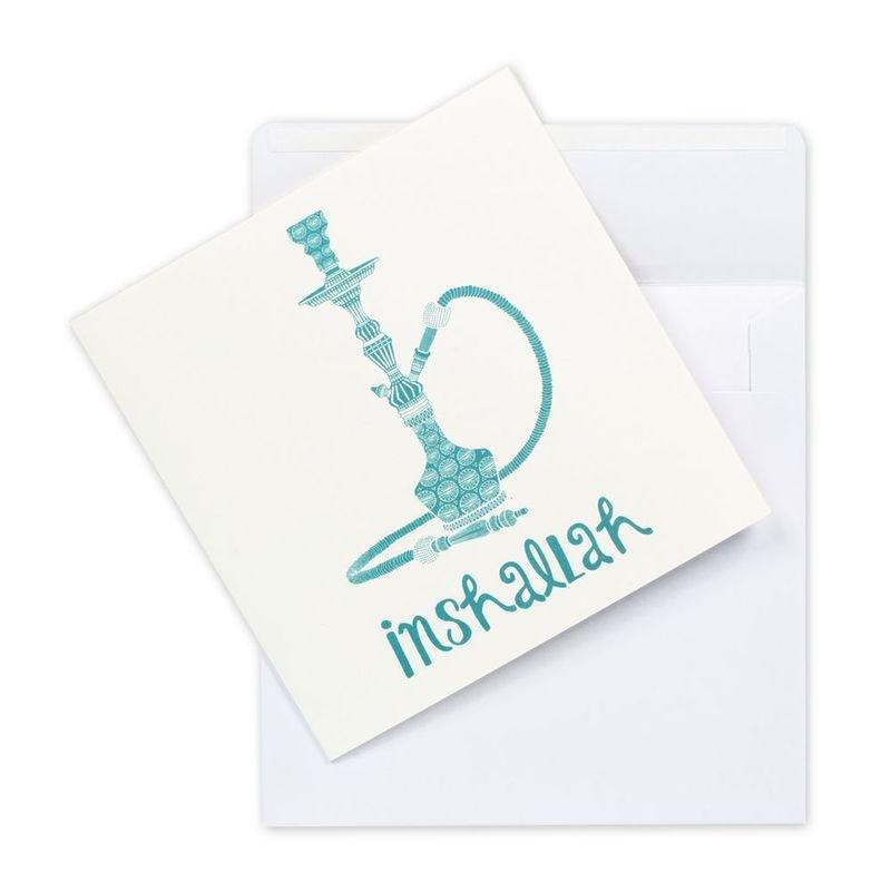 Little Majlis Inshallah Shisha Blue Greeting Card, , large image number 1
