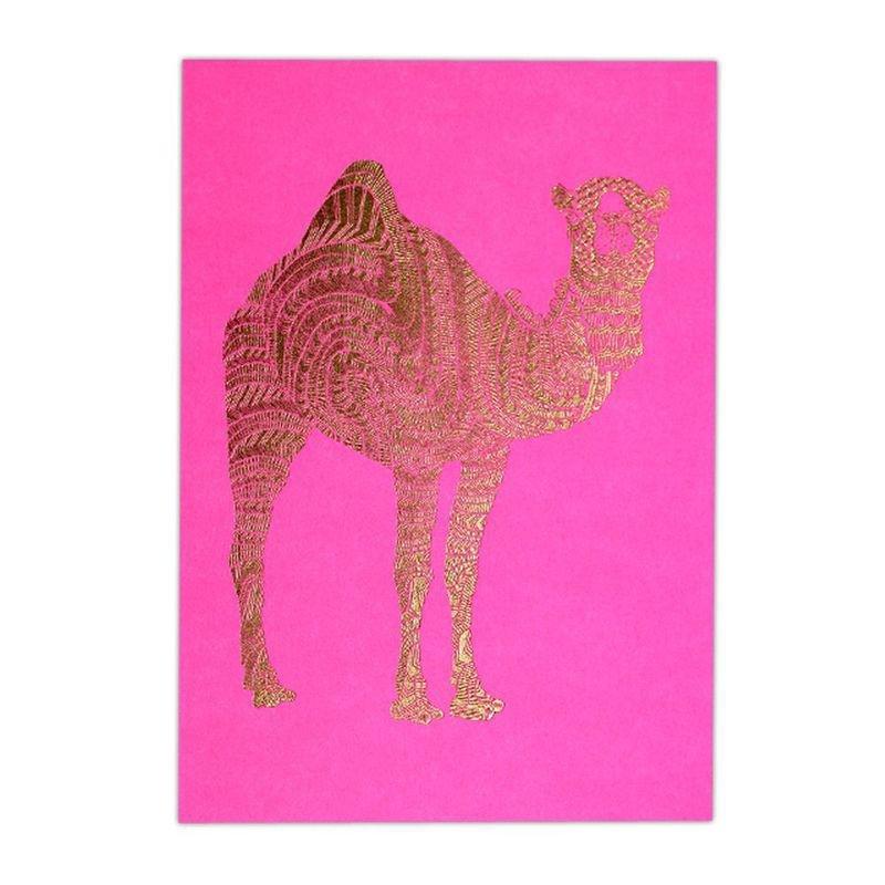 Little Majlis Camel Gold On Pink Postcard Set Of 6, , medium