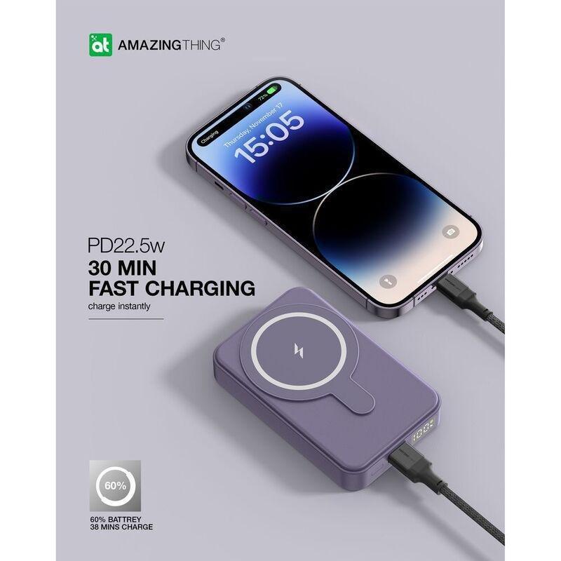 AmazingThing Thunder Pro Mag PD 10000mAh Power Bank With Holder - Purple, , large image number 2