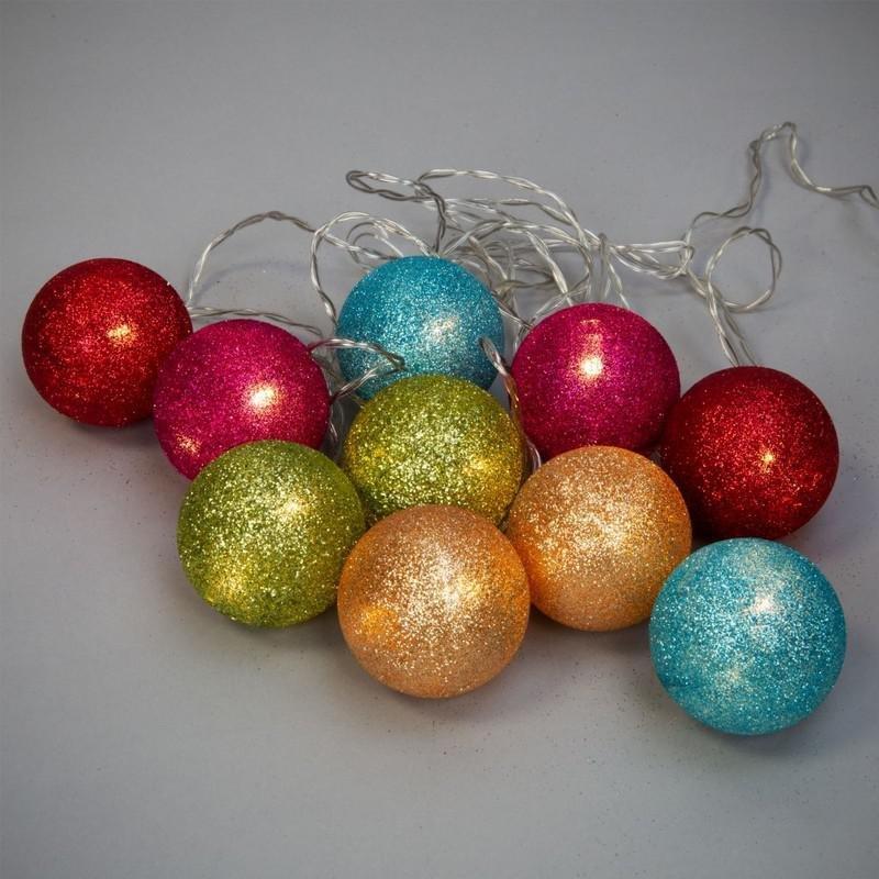 Santa Express Glass Multi Coloured Bauble LED Light Chain (Set of 10 ), , large image number 2