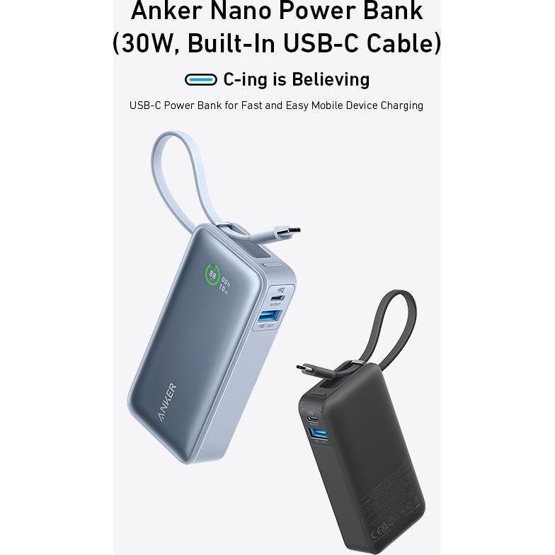 Anker Nano Power Bank 10000mAh 30W Built-In USB-C Cable - Blue, , large image number 2
