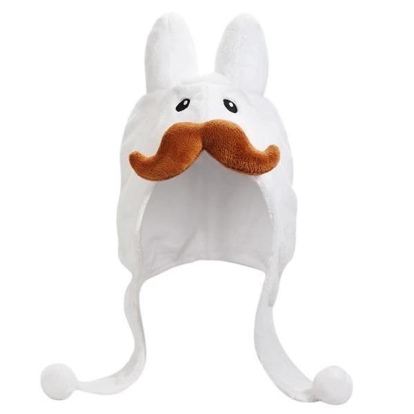 Kidrobot Mustache White Labbit Earflap Hat By Frank Kozik, , large image number 0