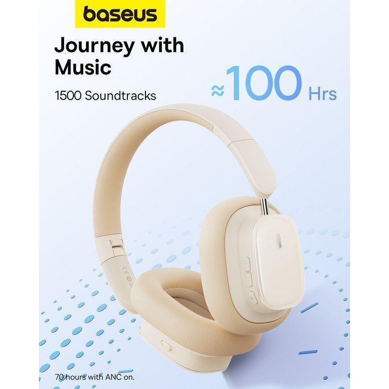 Baseus Bowie H1i Noise-Cancellation Wireless Headphones - Stellar White, , large image number 4