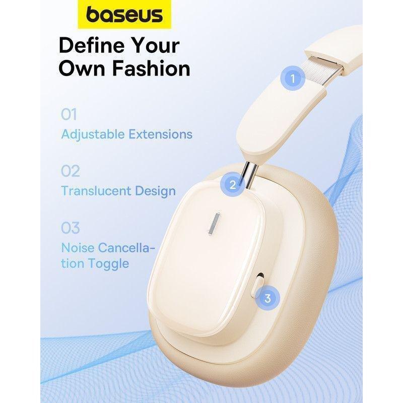 Baseus Bowie H1i Noise-Cancellation Wireless Headphones - Stellar White, , large image number 5