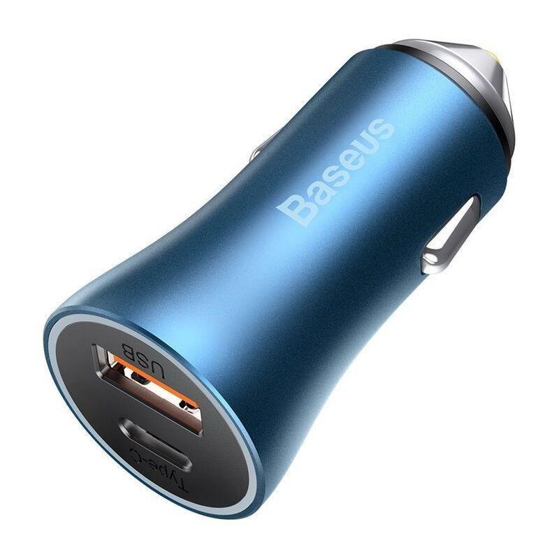 Baseus Golden Contactor Pro Dual Quick Charger Car Charger USB-A + USB-C 40W - Blue, , medium
