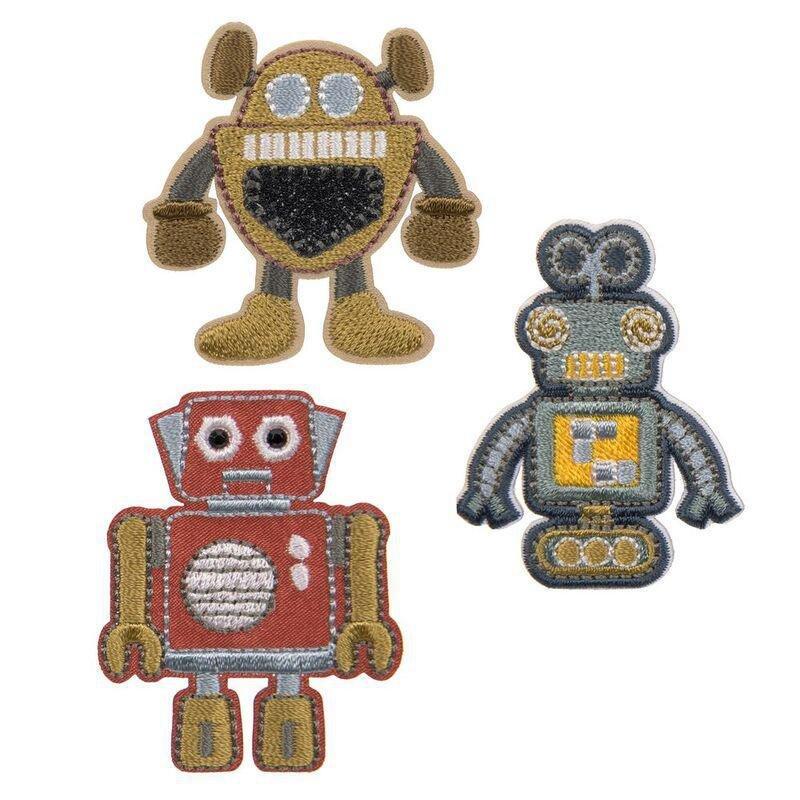 Lassig Textile Woven Sticker Stick On - Robots (Set of 3), , large image number 3