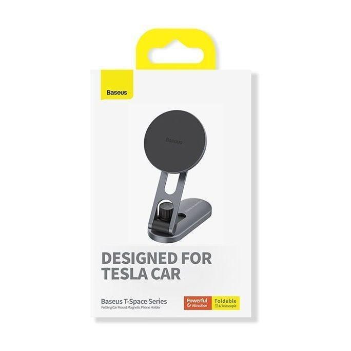 Baseus T-Space Series Folding Metal Car Mount Magnetic Phone Holder Frost Silver, , medium