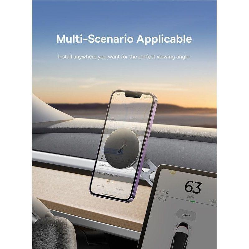 Baseus T-Space Series Folding Metal Car Mount Magnetic Phone Holder Frost Silver, , large image number 2