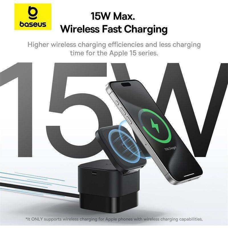 Baseus MagPro 2-in-1 Magnetic Wireless Charger 25W - Cosmic Black, , large image number 2
