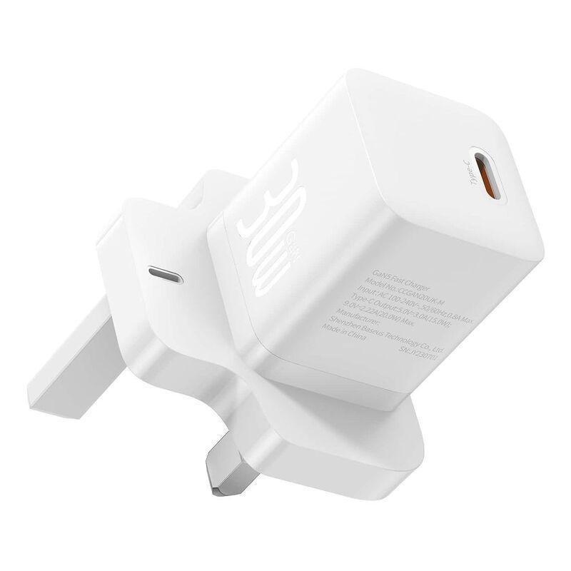 Baseus GaN5 Fast Charger(mini) 1 USB-C 30W UK - Moon White, , medium
