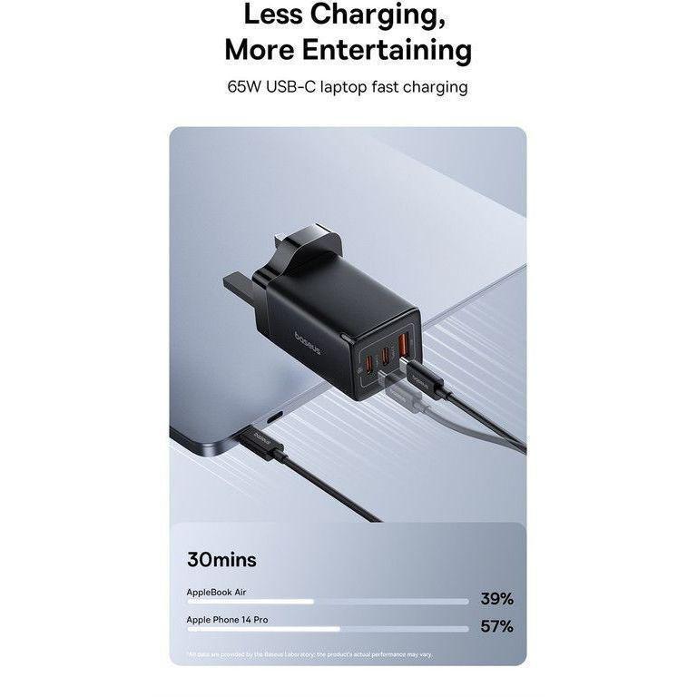 Baseus GaN5 Pro Fast Charger 2 USB-C + 1 USB-A 65W UK - Black, , large image number 1