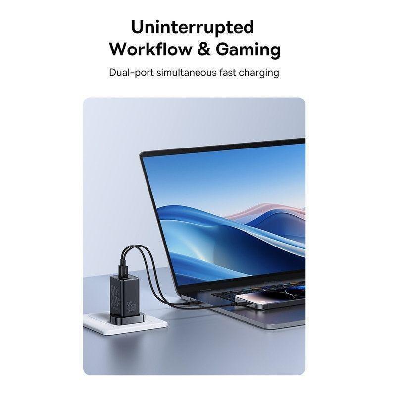 Baseus GaN5 Pro Fast Charger 2 USB-C + 1 USB-A 65W UK - Black, , large image number 2