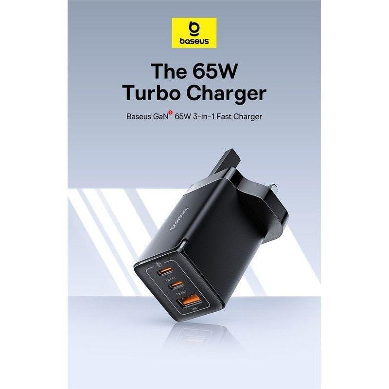 Baseus GaN5 Pro Fast Charger 2 USB-C + 1 USB-A 65W UK - Black, , large image number 4