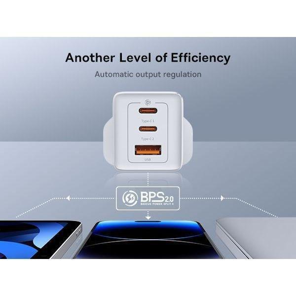 Baseus GaN5 Pro Fast Charger 2 USB-C + 1 USB-A 65W UK - Moon White, , large image number 1