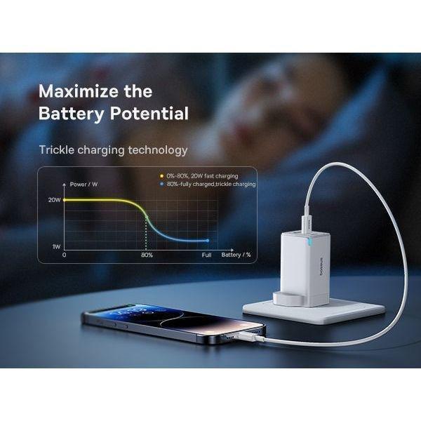 Baseus GaN5 Pro Fast Charger 2 USB-C + 1 USB-A 65W UK - Moon White, , large image number 2