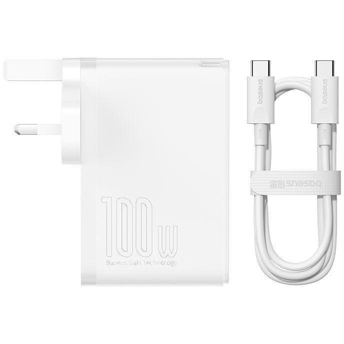 Baseus GaN5 Pro Fast Charger 2 USB-C+ 2 USB-A 100W UK - Moon White, , large image number 1