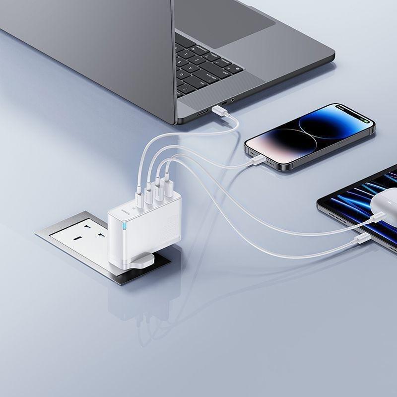 Baseus GaN5 Pro Fast Charger 2 USB-C+ 2 USB-A 100W UK - Moon White, , large image number 3