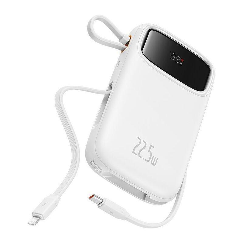 Baseus Qpow2 Dual-Cable Digital Display Fast Charge Power Bank 10000mAh 22.5W - Stellar White, , medium