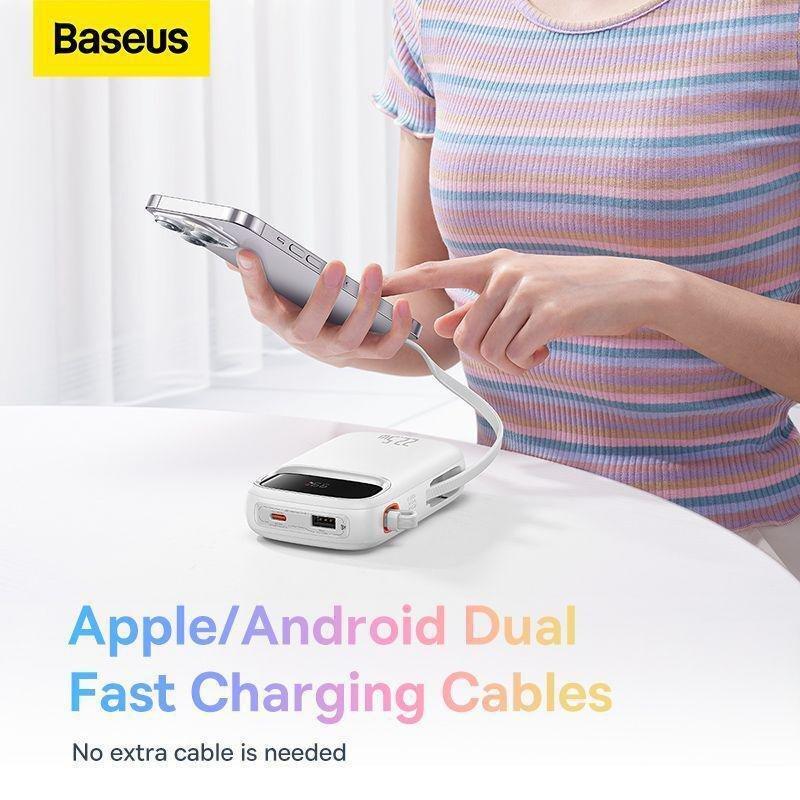 Baseus Qpow2 Dual-Cable Digital Display Fast Charge Power Bank 10000mAh 22.5W - Stellar White, , large image number 3
