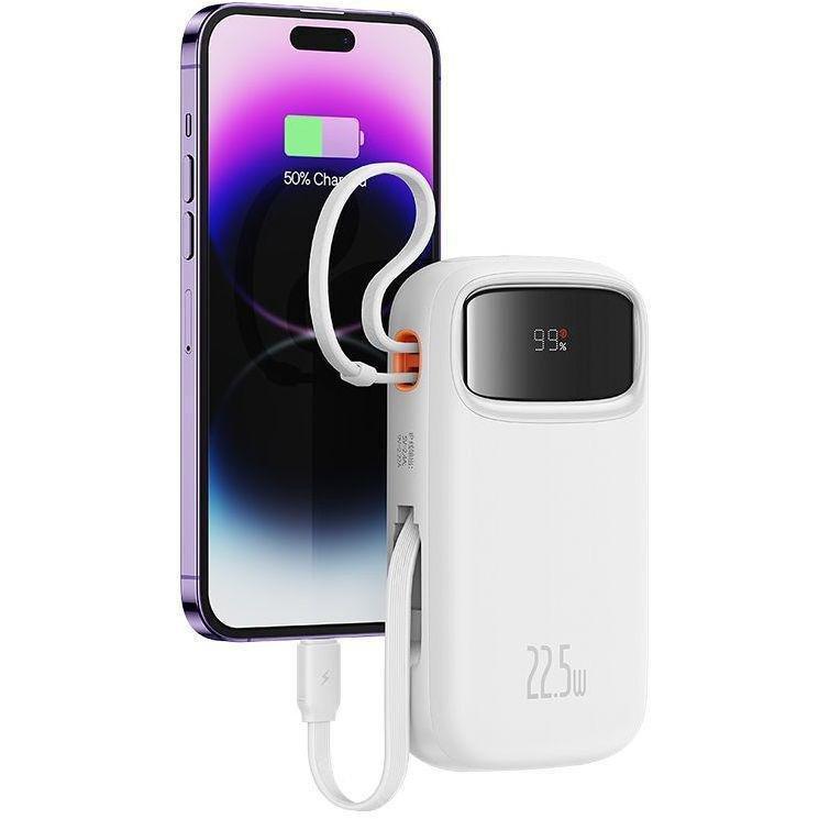 Baseus Qpow2 Dual-Cable Digital Display Fast Charge Power Bank 20000mAh 22.5W - Stellar White, , large image number 1