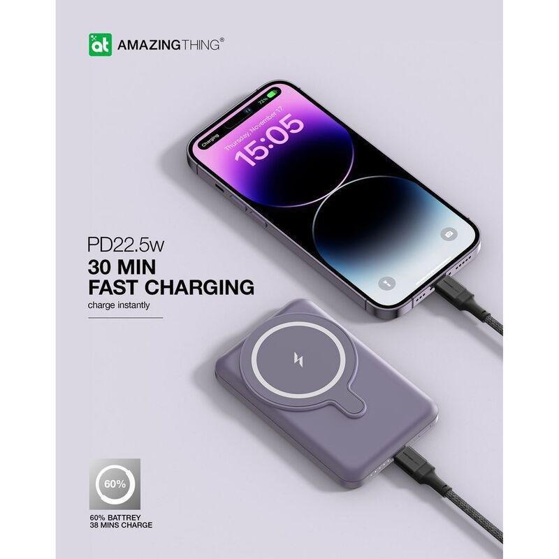 AmazingThing Thunder Pro Mag PD 5000mAh Power Bank With Holder - Purple, , large image number 3