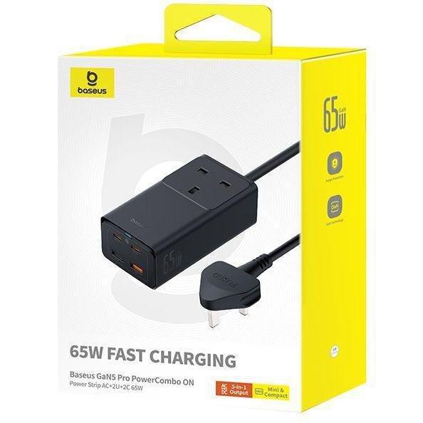 Baseus GaN5 Pro PowerCombo On Powerstrip AC + 2 USB-A + 2 USB-C 65W 1.5m UK - Black, , large image number 2