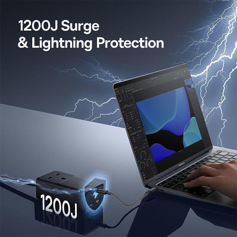 Baseus GaN5 Pro PowerCombo On Powerstrip AC + 2 USB-A + 2 USB-C 65W 1.5m UK - Black, , large image number 4