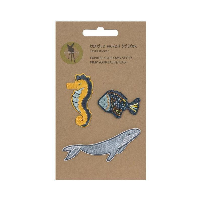 Lassig Textile Woven Sticker Stick On - Sea (Set of 3), , medium
