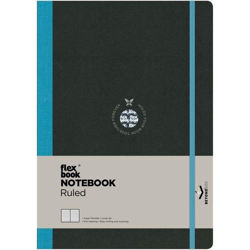 Flexbook Global Ruled B5 Notebook - Large - Black Cover/Turquoise Spine (17 x 24 cm), , large image number 0