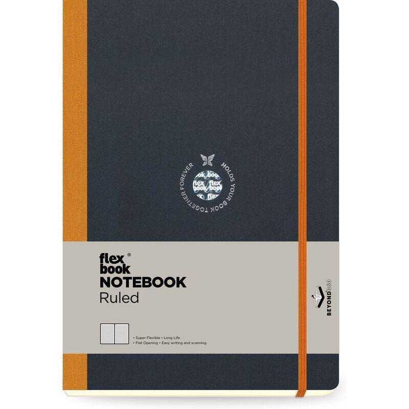 Flexbook Global Ruled B5 Notebook - Large - Black Cover/Orange Spine (17 x 24 cm), , large image number 0