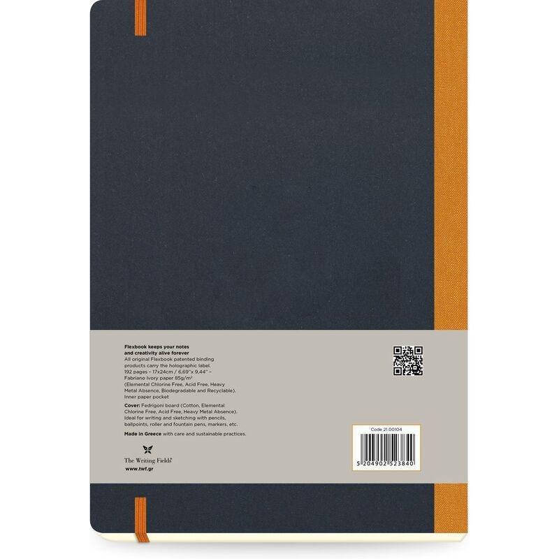 Flexbook Global Ruled B5 Notebook - Large - Black Cover/Orange Spine (17 x 24 cm), , large image number 1