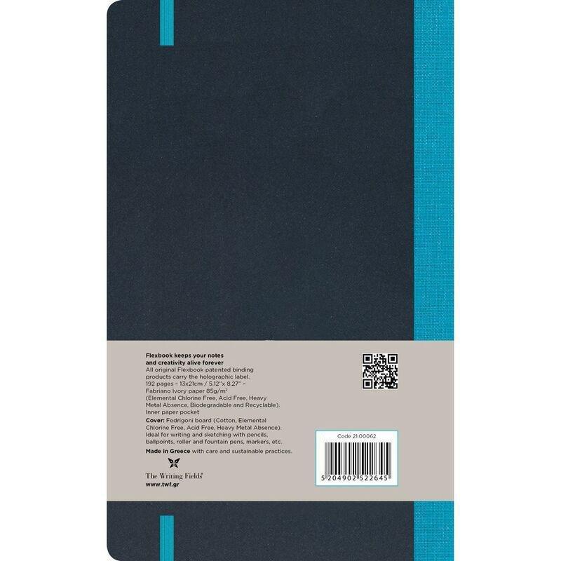 Flexbook Global Ruled A5 Notebook - Medium - Black Cover/Turquoise Spine (13 x 21 cm), , large image number 1
