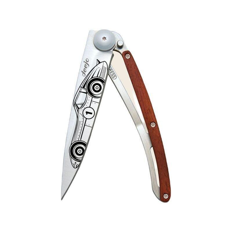Deejo 37G Pocket Knife - Coral Wood/Young Timer (Grey), , medium