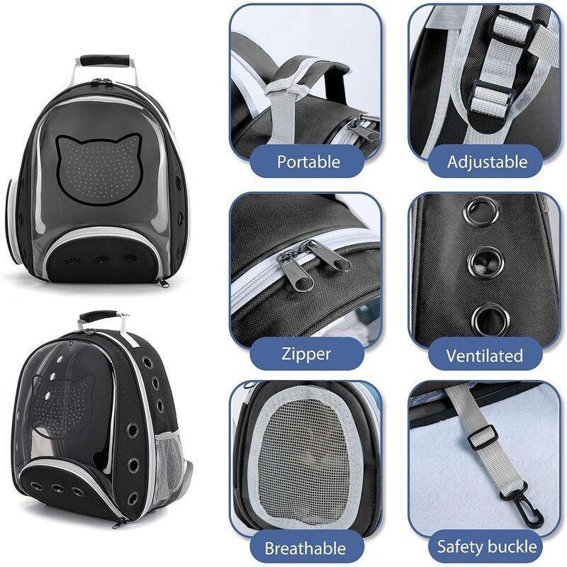 Nutrapet Petstranaut Backpack Bobble Cat Face Black, , large image number 2