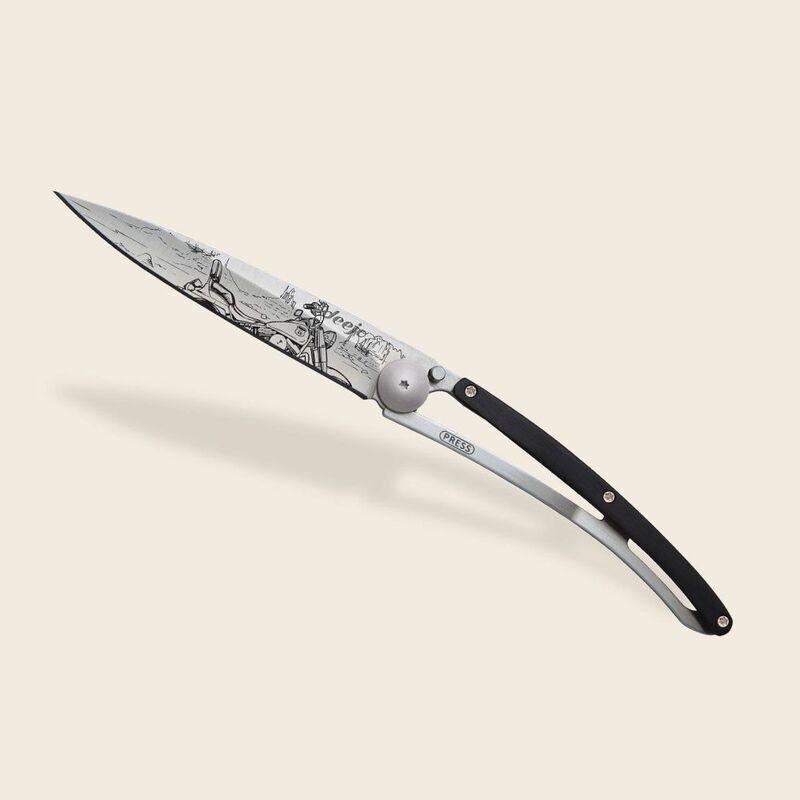 Deejo 37G Pocket Knife - Ebony Wood/Easy Rider (Grey), , large image number 1