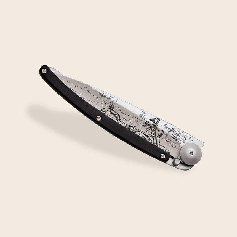 Deejo 37G Pocket Knife - Ebony Wood/Easy Rider (Grey), , large image number 2