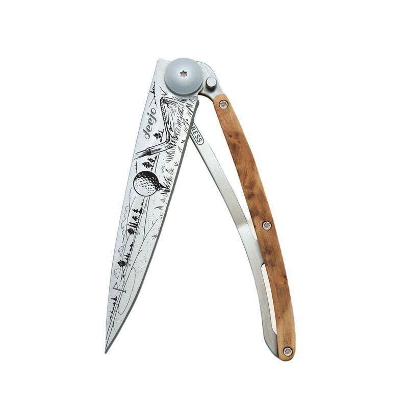 Deejo 37G Pocket Knife - Uniper Wood/Golf (Grey), , large image number 0
