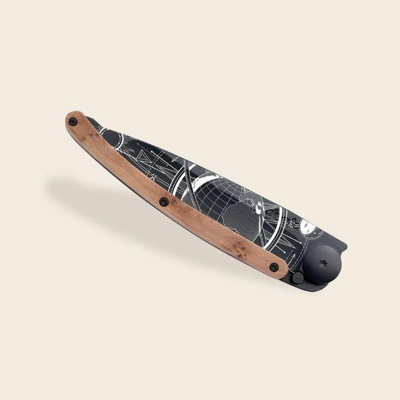 Deejo 37G Pocket Knife - Juniper Wood/Globe Trotter (Grey), , large image number 2