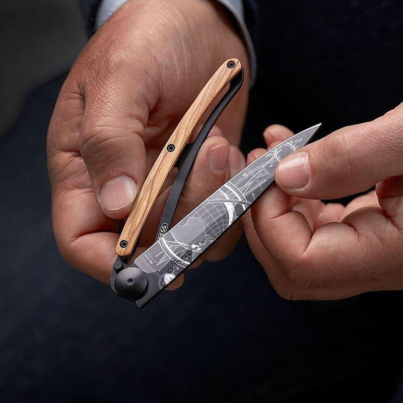 Deejo 37G Pocket Knife - Juniper Wood/Globe Trotter (Grey), , large image number 5