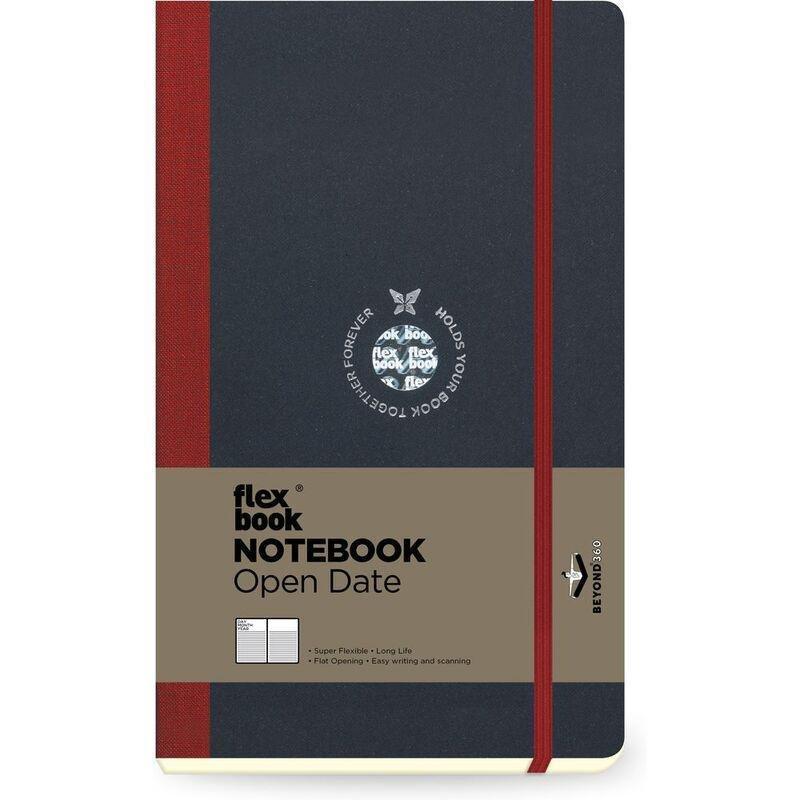 Flexbook Global Open-Date A5 Notebook - Medium - Black Cover/Red Spine (13 x 21 cm), , large image number 0