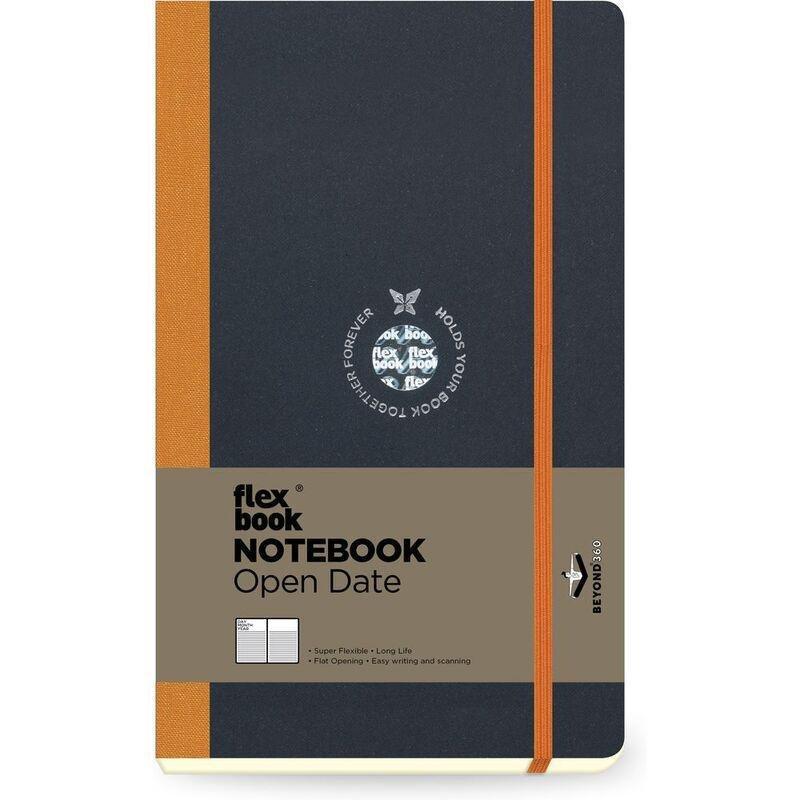 Flexbook Global Open-Date A5 Notebook - Medium - Black Cover/Orange Spine (13 x 21 cm), , large image number 0