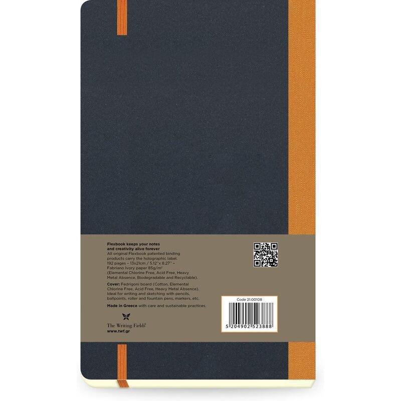 Flexbook Global Open-Date A5 Notebook - Medium - Black Cover/Orange Spine (13 x 21 cm), , large image number 1