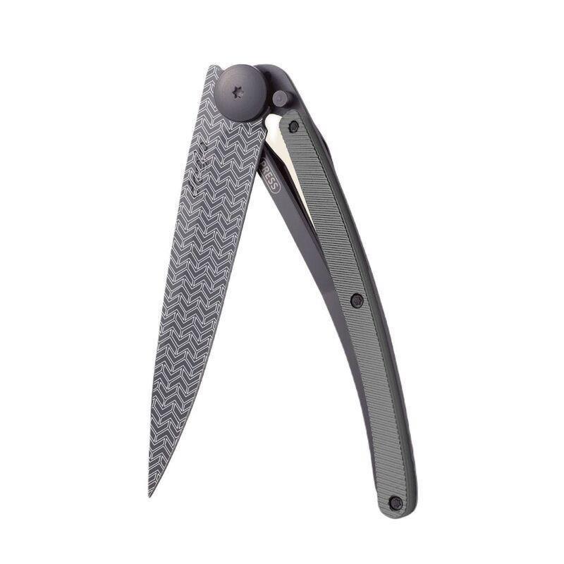 Deejo 37G Pocket Knife - Dark (Grey) Aluminium/Illusions (Black), , medium