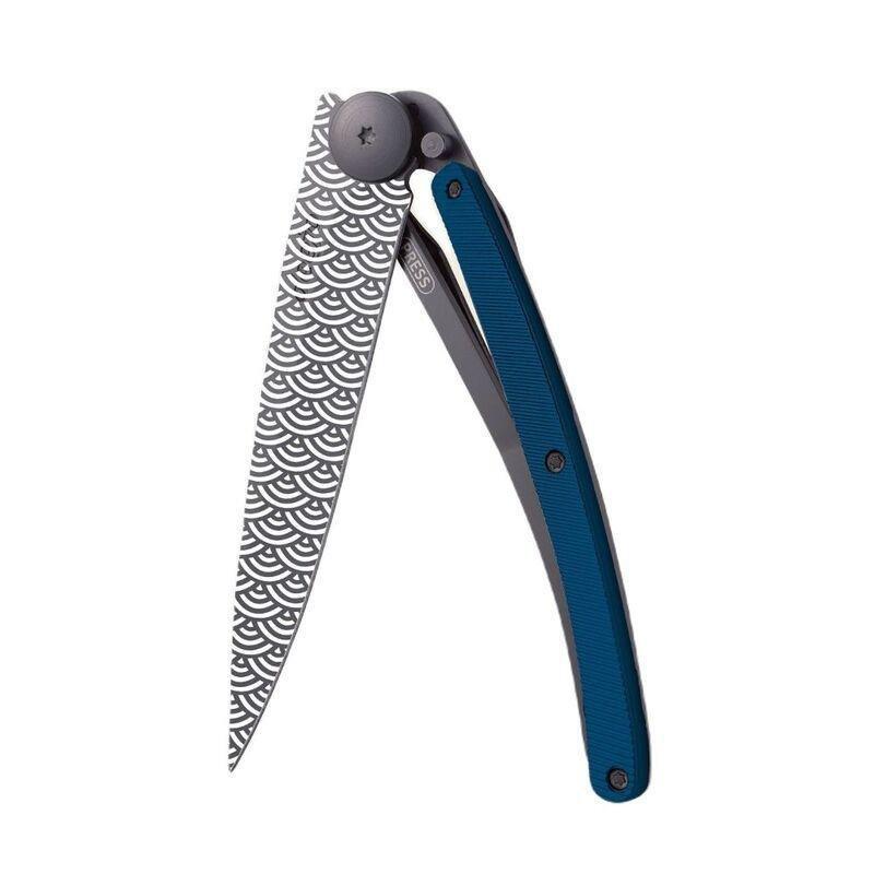 Deejo 37G Pocket Knife - Blue Aluminium/Clouds (Black), , medium