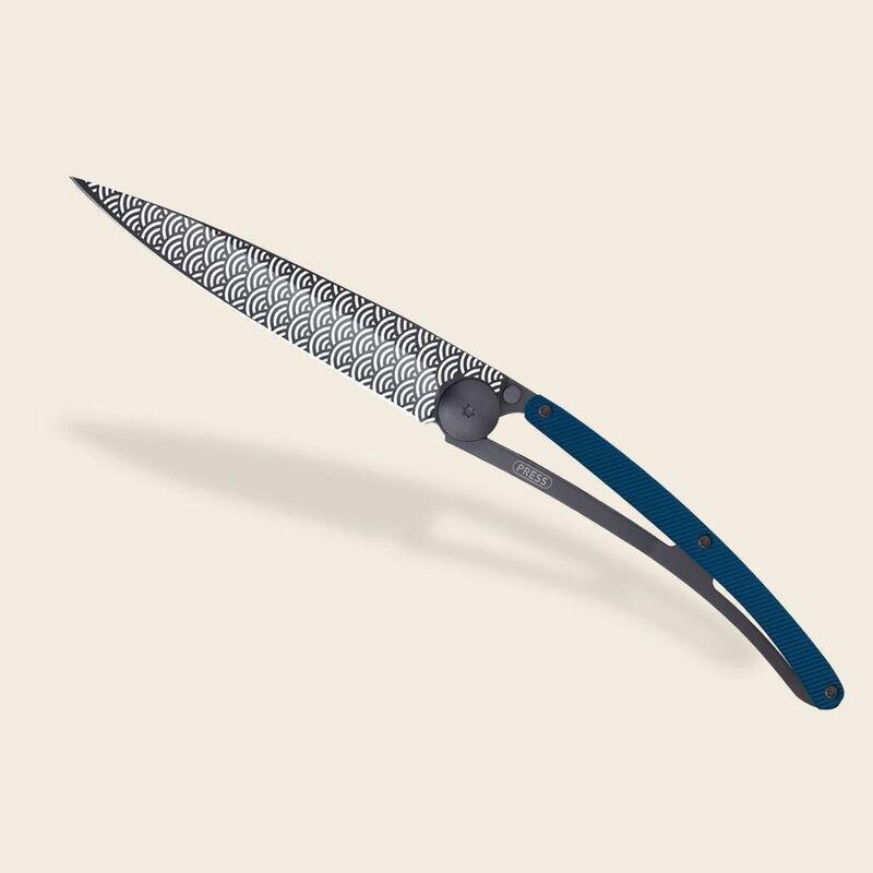 Deejo 37G Pocket Knife - Blue Aluminium/Clouds (Black), , large image number 1