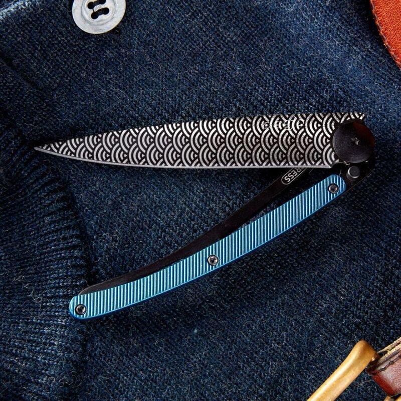 Deejo 37G Pocket Knife - Blue Aluminium/Clouds (Black), , large image number 4