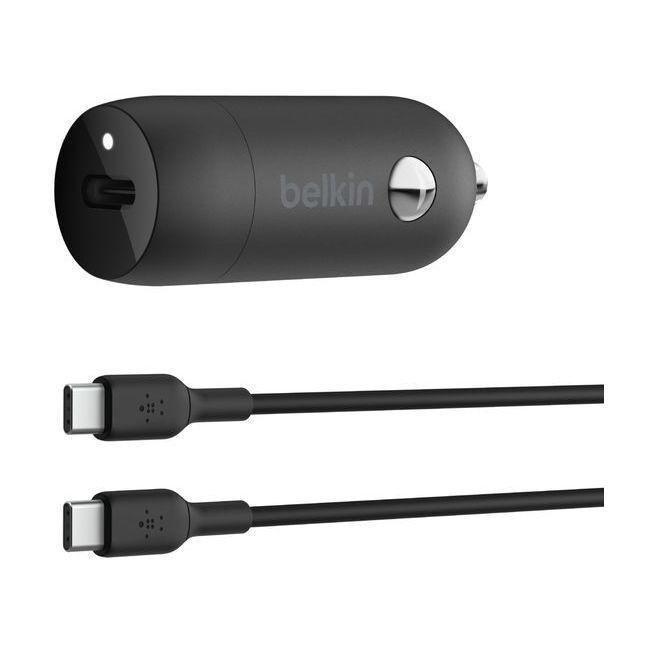 Belkin BoostCharge 30W USB-C Car Charger + USB-C to USB-C cable - Black, , medium