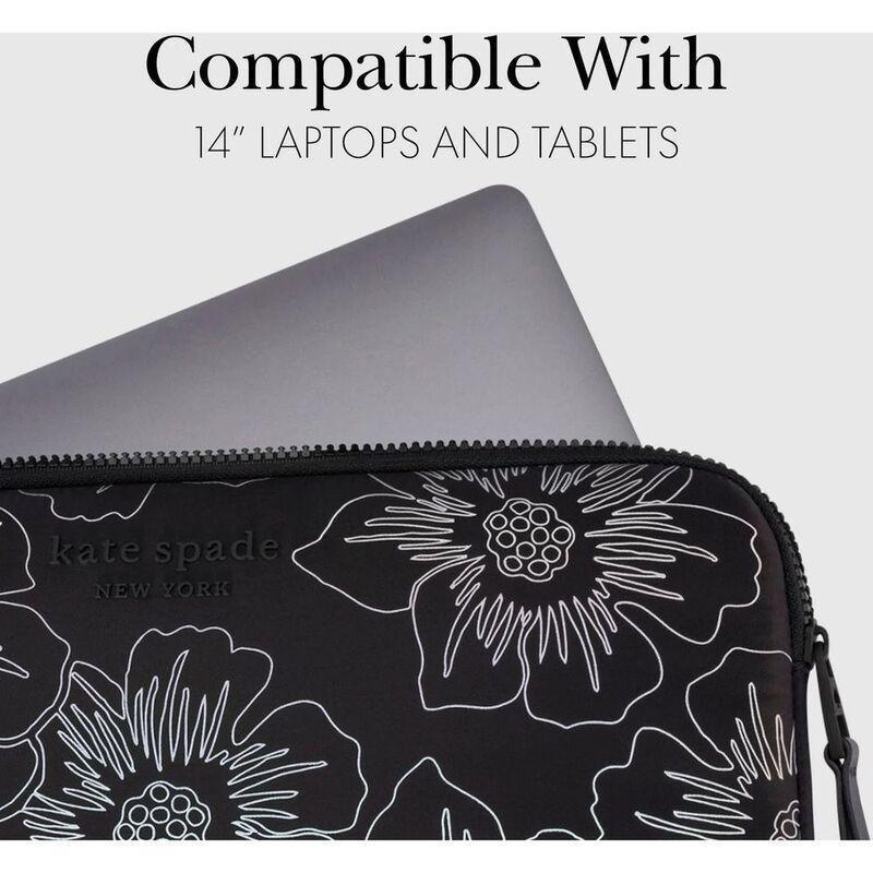 Kate Spade New York Laptop Puffer Sleeve For Up To 14" Laptop - Hollyhock Iridescent Black, , large image number 3